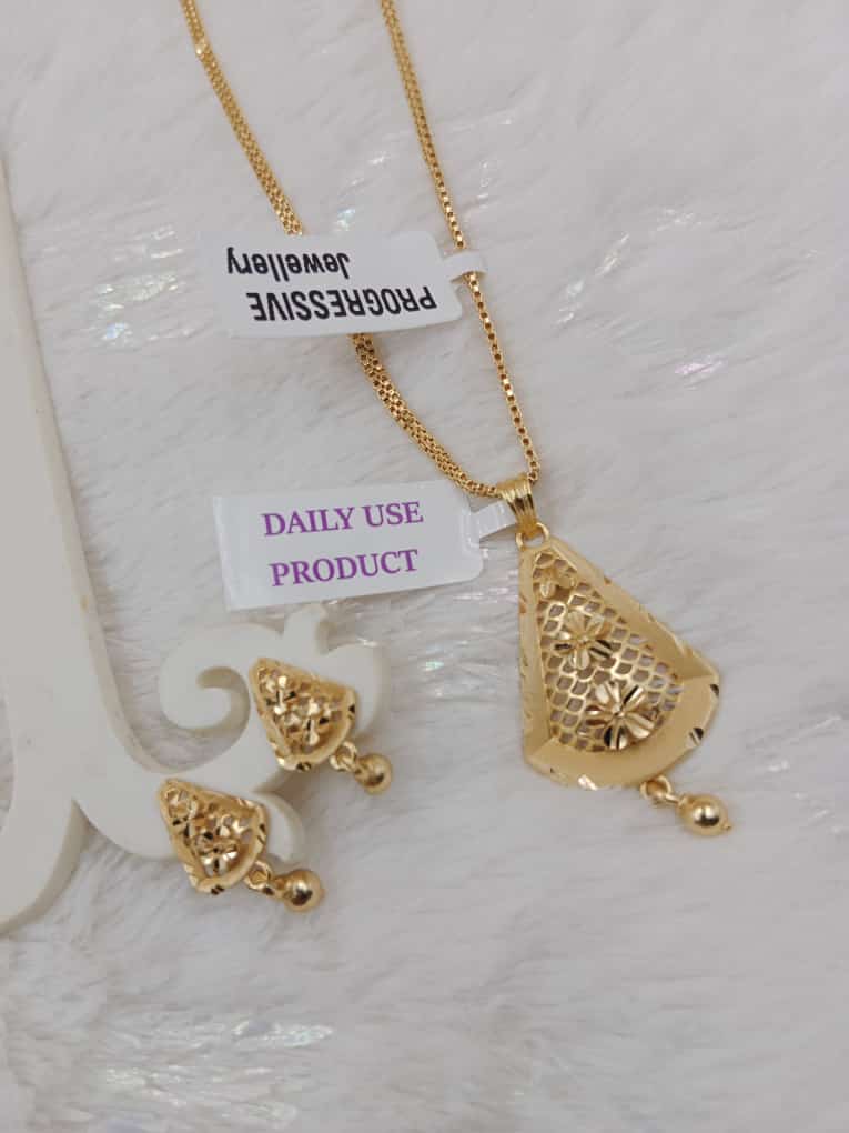 One-Gram Gold Chain Pendant Set with Tops