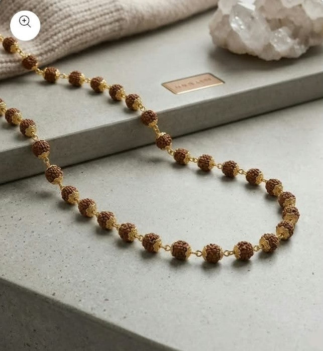 Premium 1 Gram Gold Forming Rudraksha Mala 24 Inch – Elegant Gold Forming Chain for Daily Wear