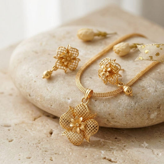 One-Gram Gold Chain Pendant Set with Tops