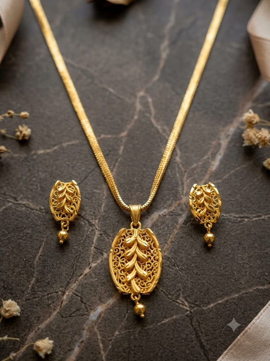 One-Gram Gold Chain Pendant Set with Tops
