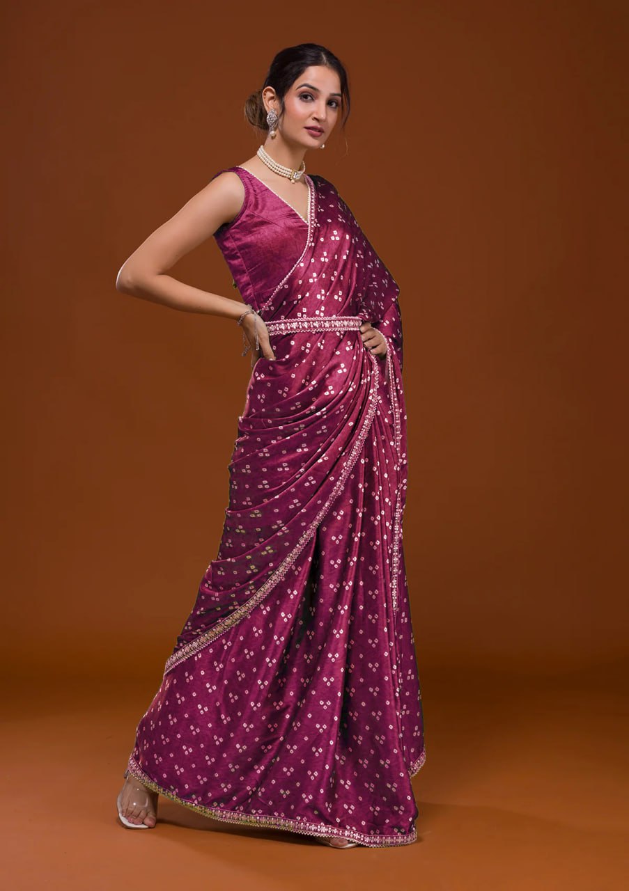 SEQUINS EMBRODERY LACE SAREE