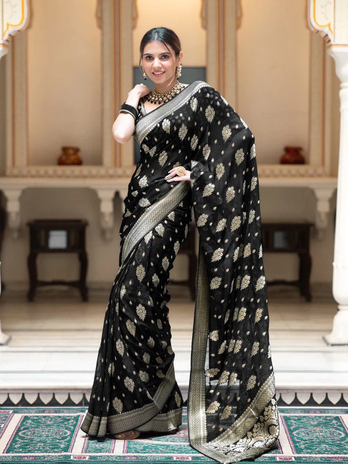 THE BANARASI SILK THREADS WOVEN USING INTRICATE TECHNIQUES SAREES