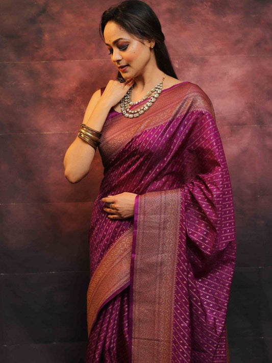 Banarasi Soft Silk Saree: Adorned with Zari Work and Jacquard Weave