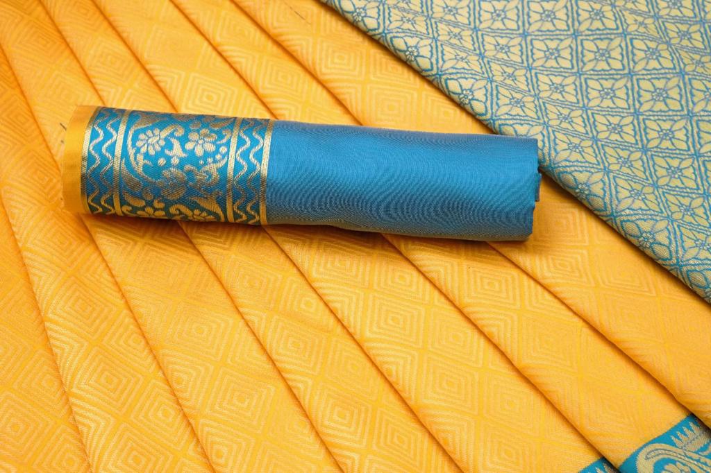 GOLDEN ZARI WEAVING JACQUARD SAREE WITH REACH PALLU