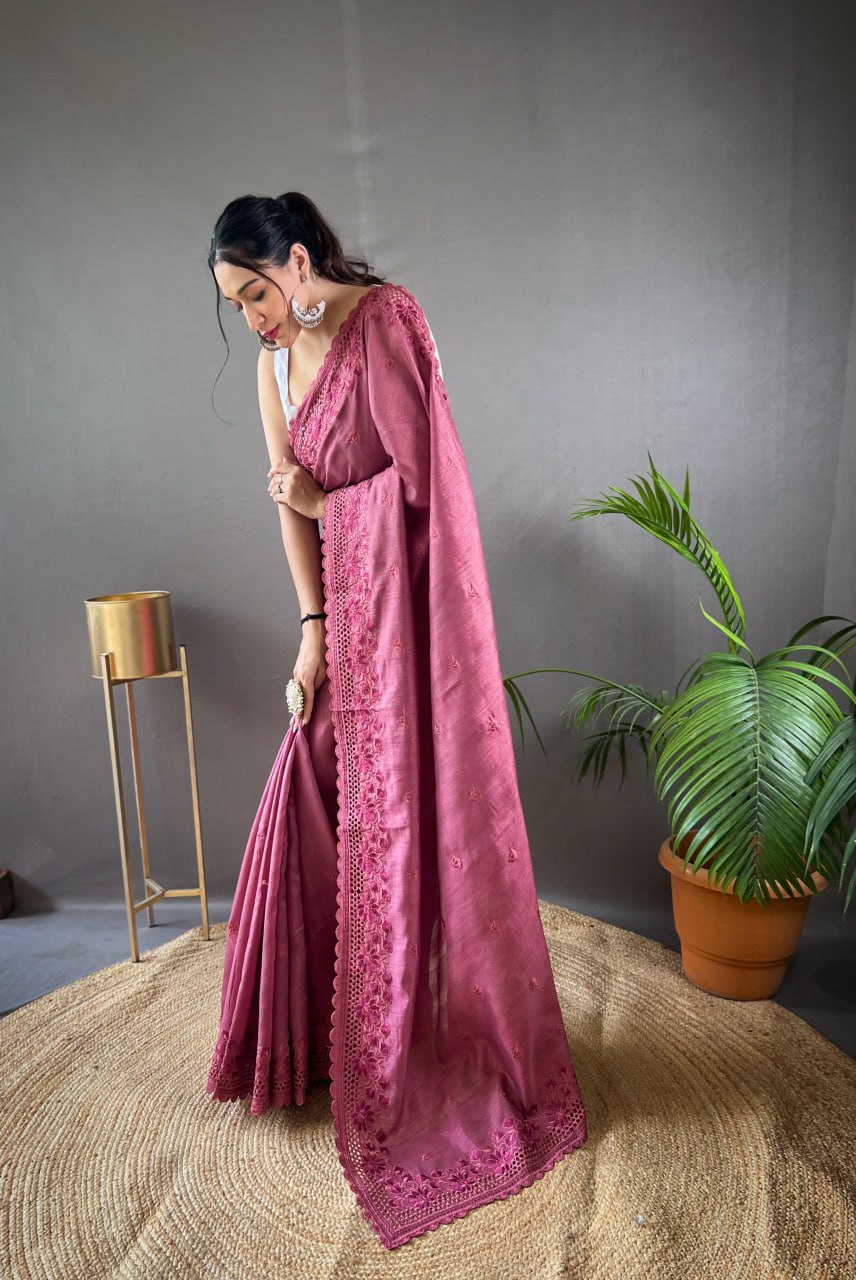 Pure Matka Silk Soft Saree with Intricate Work and Full Work Blouse