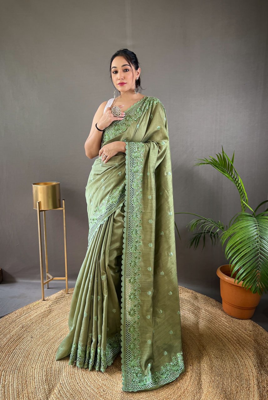 Pure Matka Silk Soft Saree with Intricate Work and Full Work Blouse