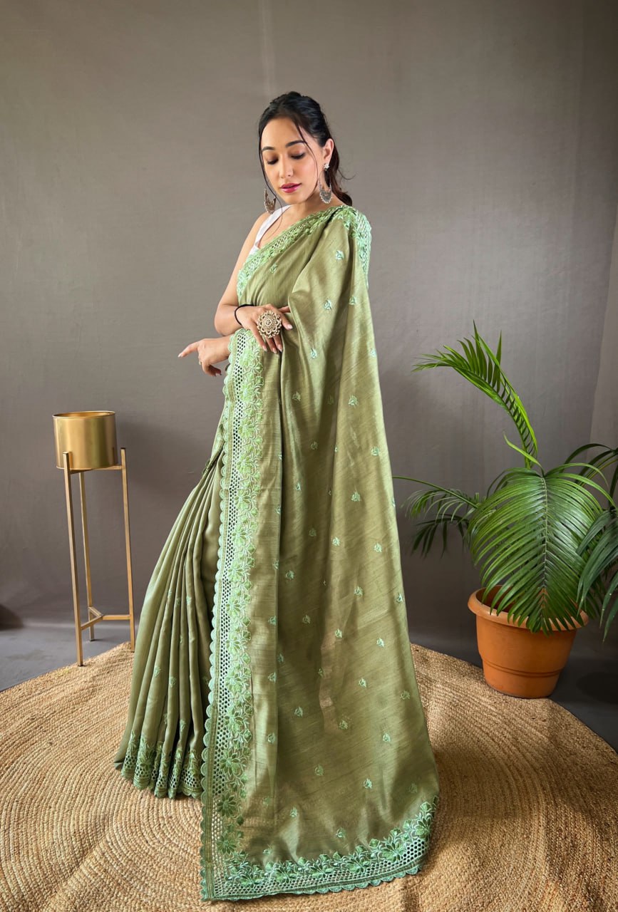 Pure Matka Silk Soft Saree with Intricate Work and Full Work Blouse