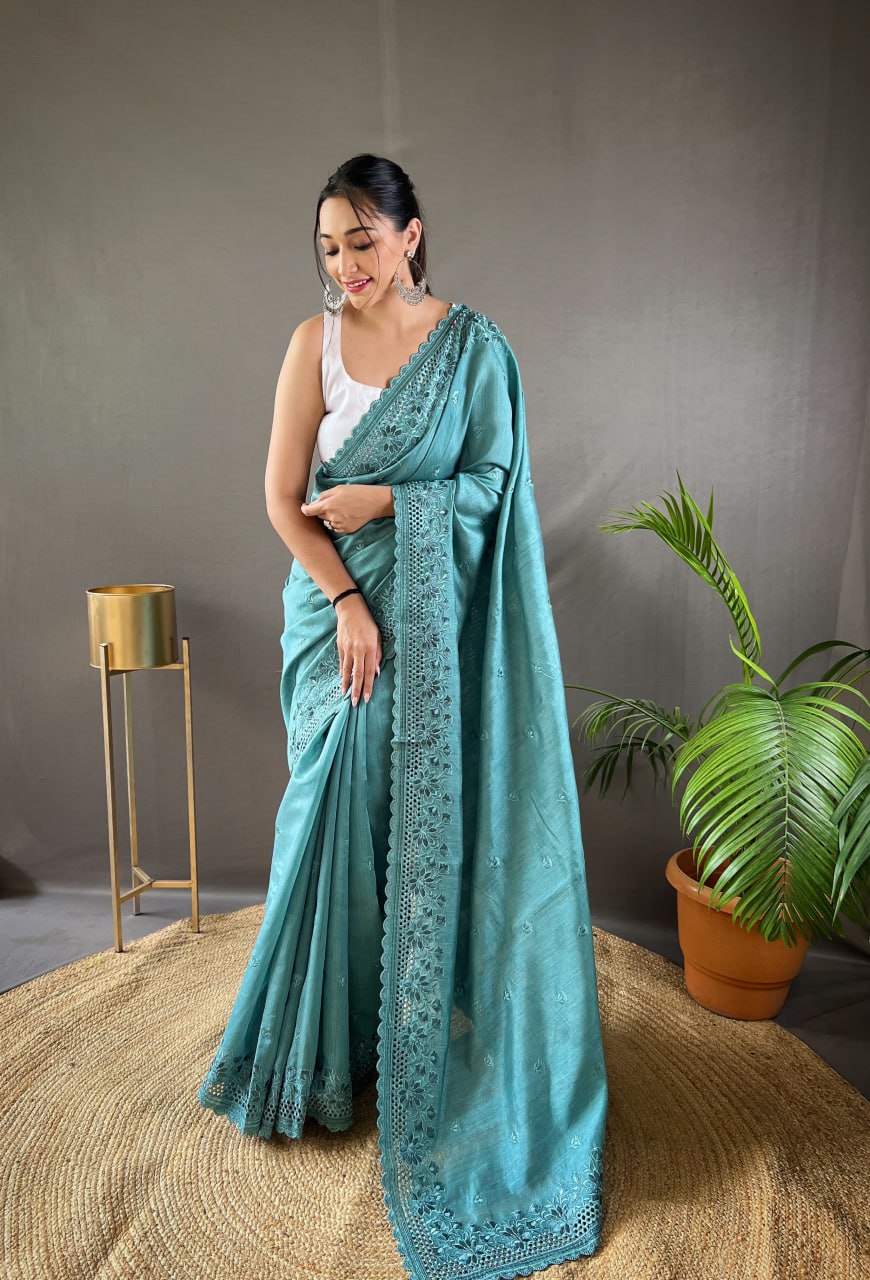 Pure Matka Silk Soft Saree with Intricate Work and Full Work Blouse