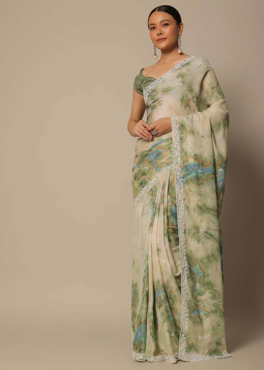 Luxurious Georgette Saree with Digital Prints and Sequins