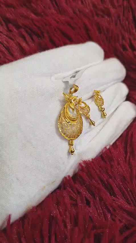 One Gram Gold Pendant & Earrings Daily Use