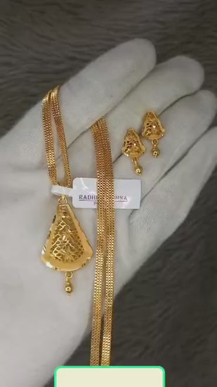 One-Gram Gold Chain Pendant Set with Tops