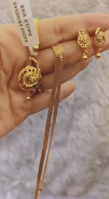 One-Gram Gold Chain Pendant Set with Tops