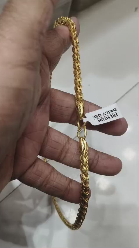 Premium 1 Gram Gold Forming Chain | Unisex Stylish Chain | Lightweight Daily Wear Gold Plated Jewellery