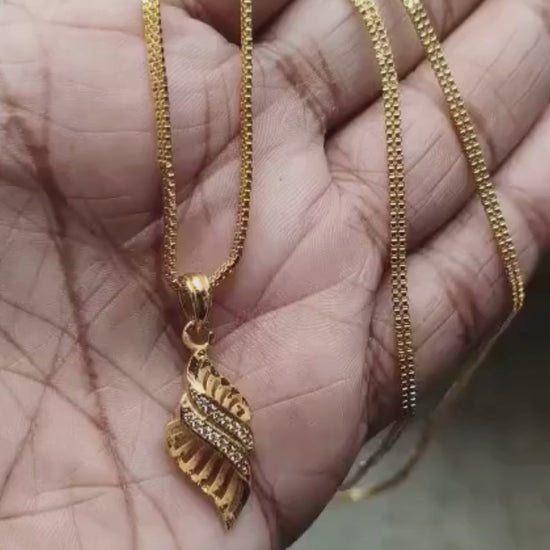 18K Gold Coated Pendant Necklace – Anti-Tarnish Finish ( 2 Line Chain )