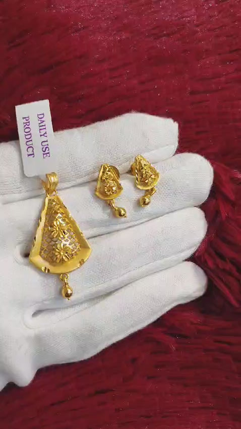 One Gram Gold Pendant & Earrings Daily Use