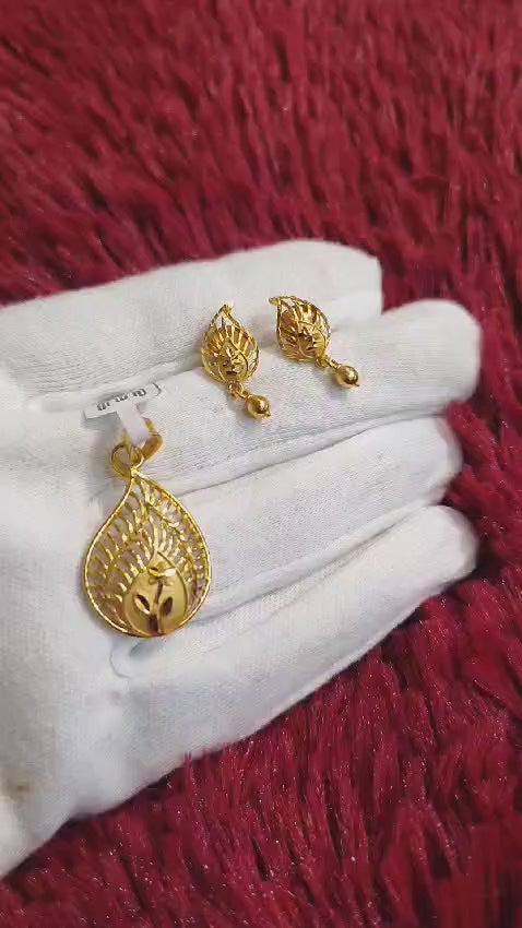 One Gram Gold Pendant & Earrings Daily Use