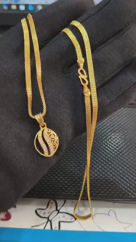 Traditional One-Gram Gold Finish Chain Pendant Set