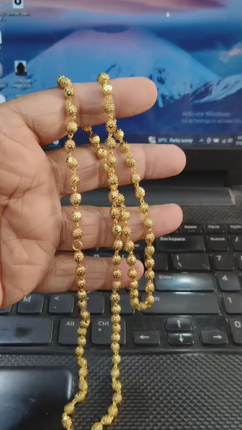 1 Gram Gold Forming Muttar Mala – 30 Inch Traditional Gold Finish Necklace for Women