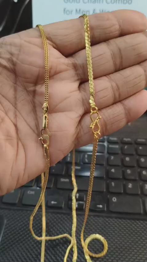 22-Inch 1 Gram Gold Chain Combo for Men & Women – Pack of 2