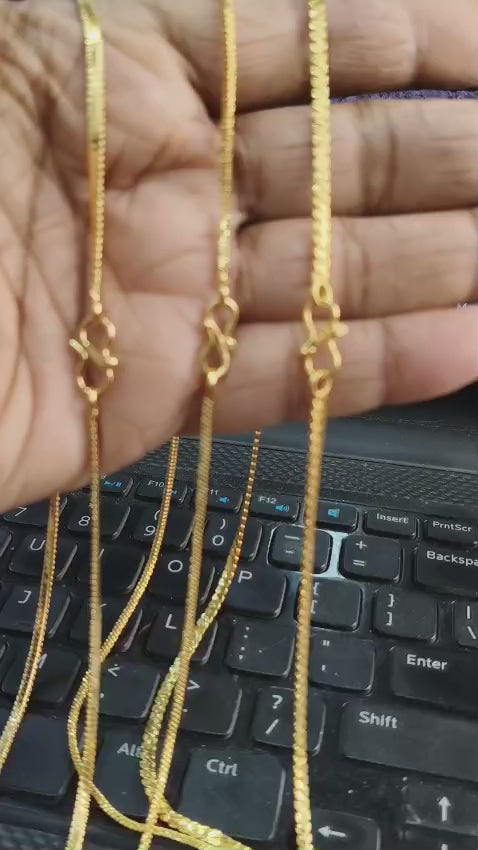 1 Gram Gold Chain Combo – Set of 3 Stylish 23-Inch Chains for Men & Women