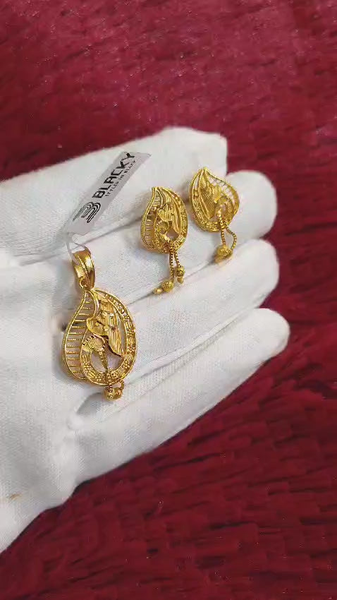 One Gram Gold Pendant & Earrings Daily Use