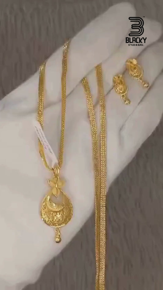 One-Gram Gold Chain Pendant Set with Tops