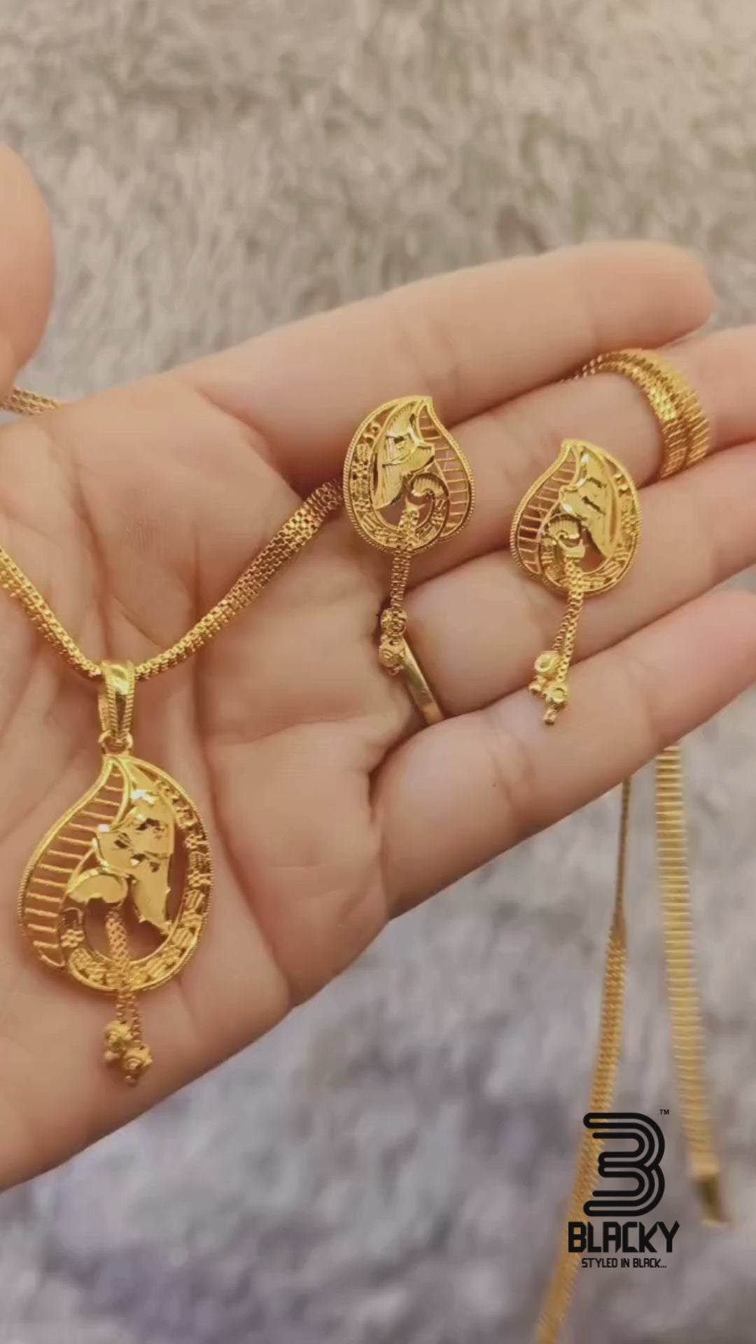 One-Gram Gold Chain Pendant Set with Tops