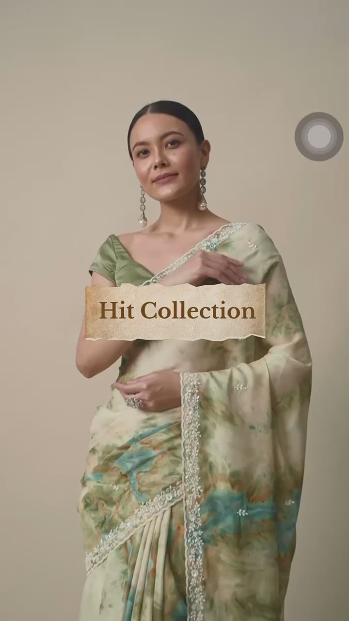 Luxurious Georgette Saree with Digital Prints and Sequins